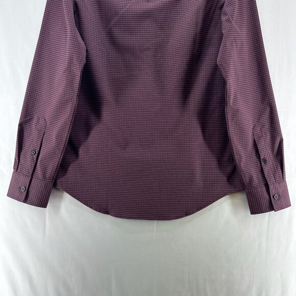 Calvin Klein Shirt Mens Size S Move 365 Graph Check Long Sleeve Burgundy - Picture 6 of 11
